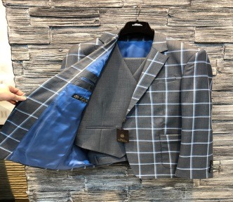 Three-Piece Check Suit TKM 1101 — Grey Check