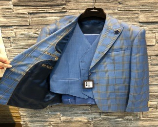 Three-Piece Check Suit TKM 1202 — Blue Check