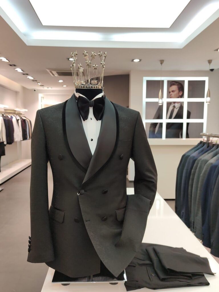 Charcoal Double-Breasted Shawl Tuxedo — Charcoal