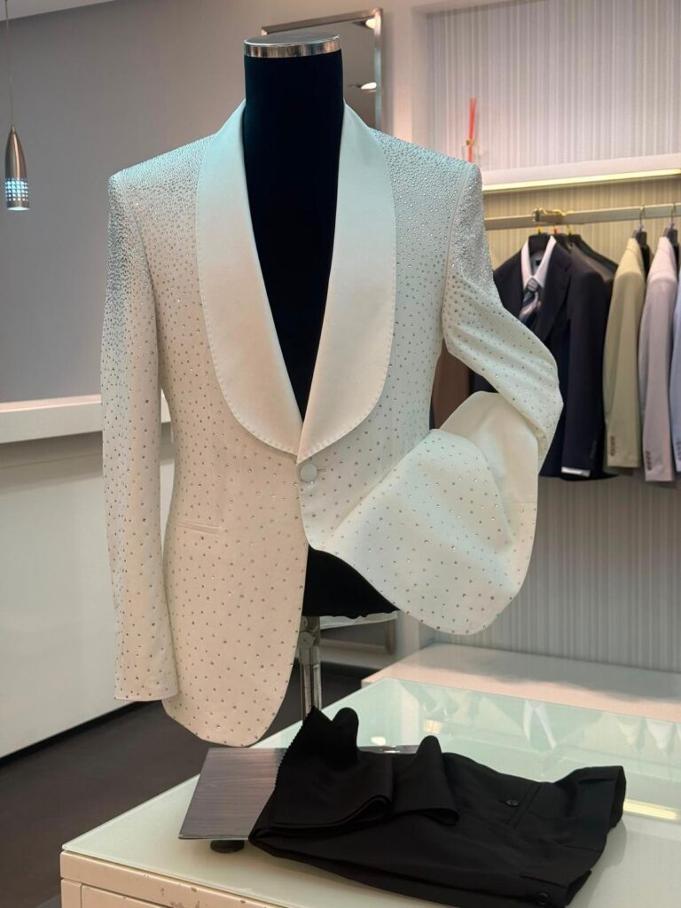 Ivory Embellished Shawl Tuxedo — Ivory