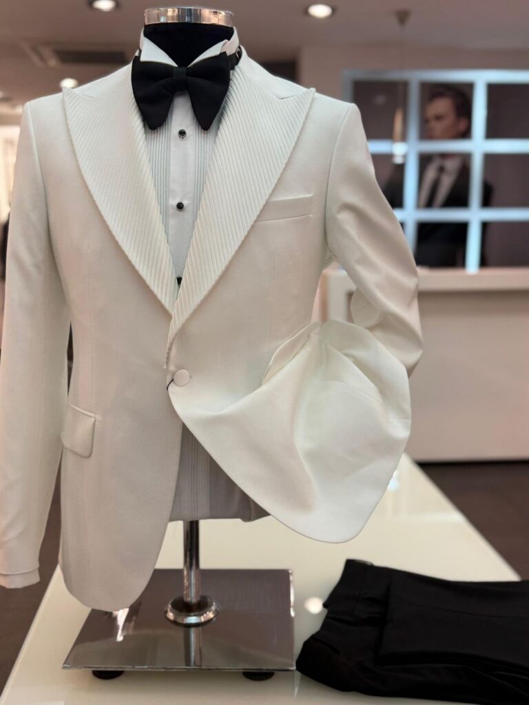 Ivory Dinner Suit with Ribbed Lapels — Ivory