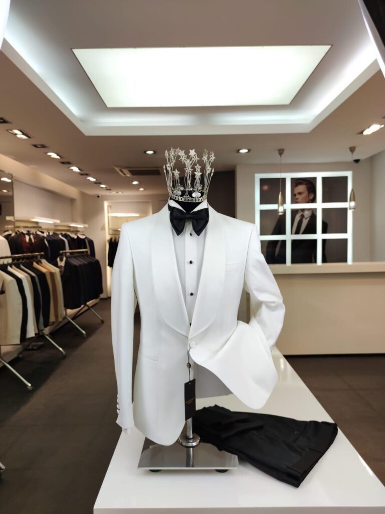 White Shawl-Collar Dinner Suit — White
